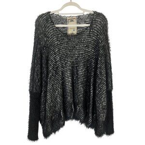 Retro Fuzzy Sweater Black XL Neutral Minimalist Preppy Classic Chic Boho Goth